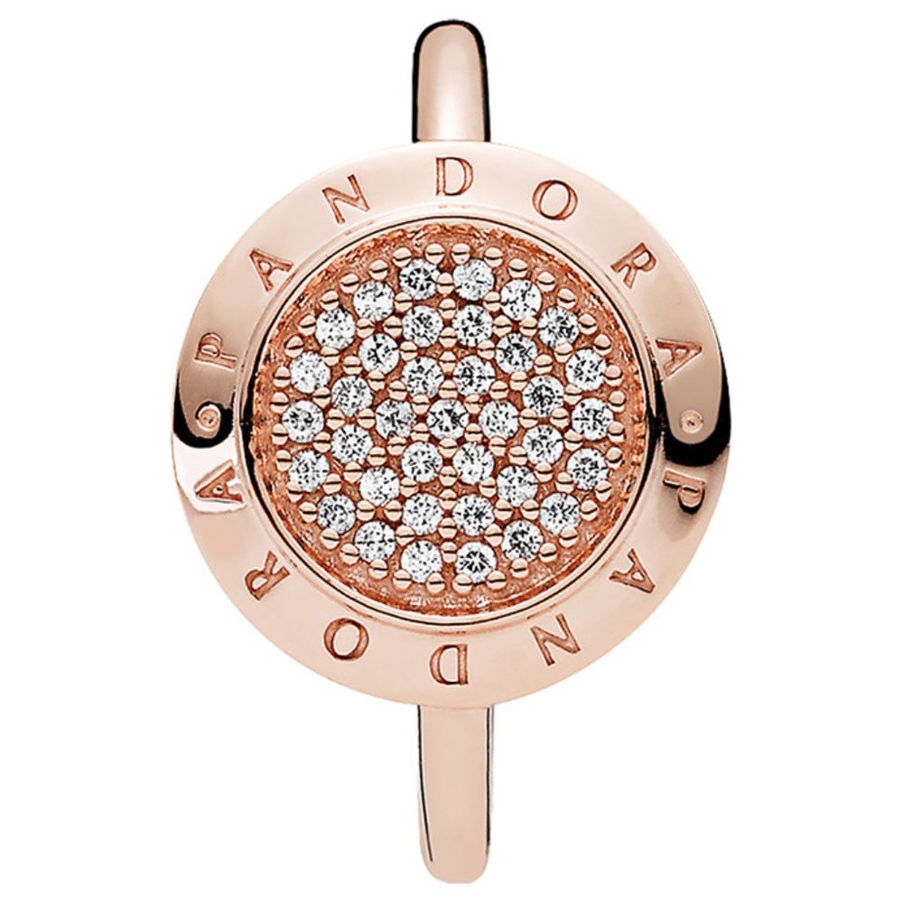 Pandora 14K Rose Gold Plated CZ Signature Ring - Picture 2 of 4